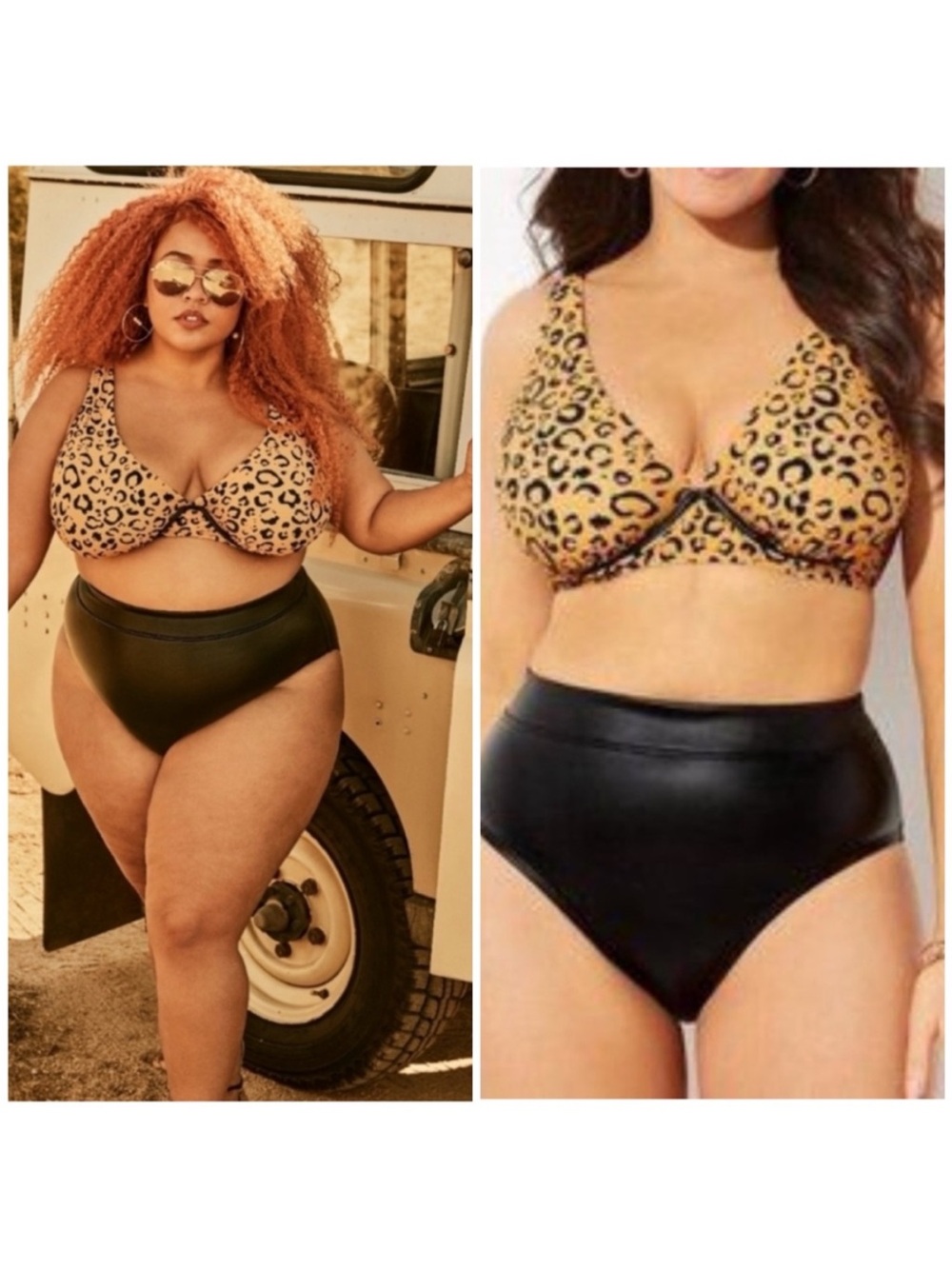 Swimsuits for All x GabiFresh Underwire Leopard Bikini And Faux Leather Bottoms
